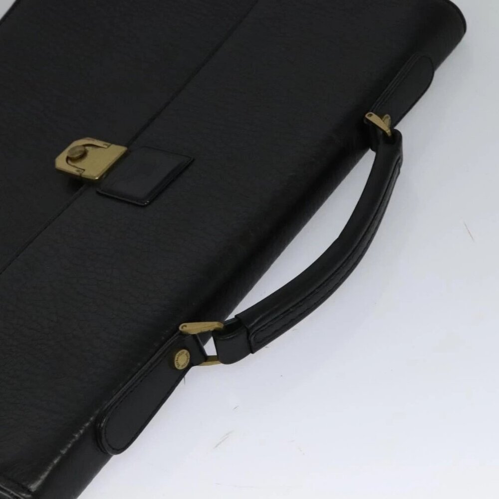 Burberrys Business Bag Leather Black Gold Auth bs26949 - Picture 7 of 16